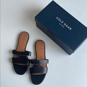 Cole Haan Mesi Black Sandals with Smooth Leather Straps